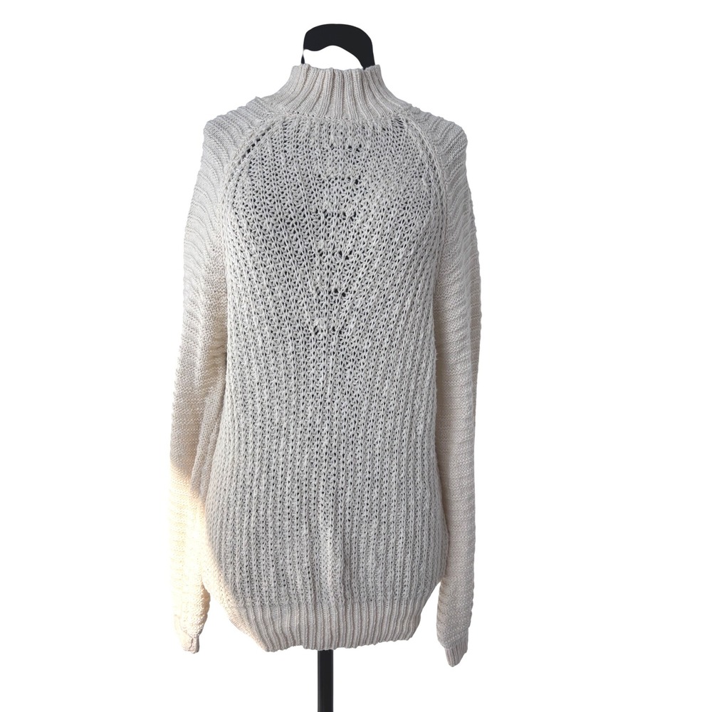 Altar'd State Cream Knit Mock Neck Sweater XL Pullover Oversized Comfy Warm